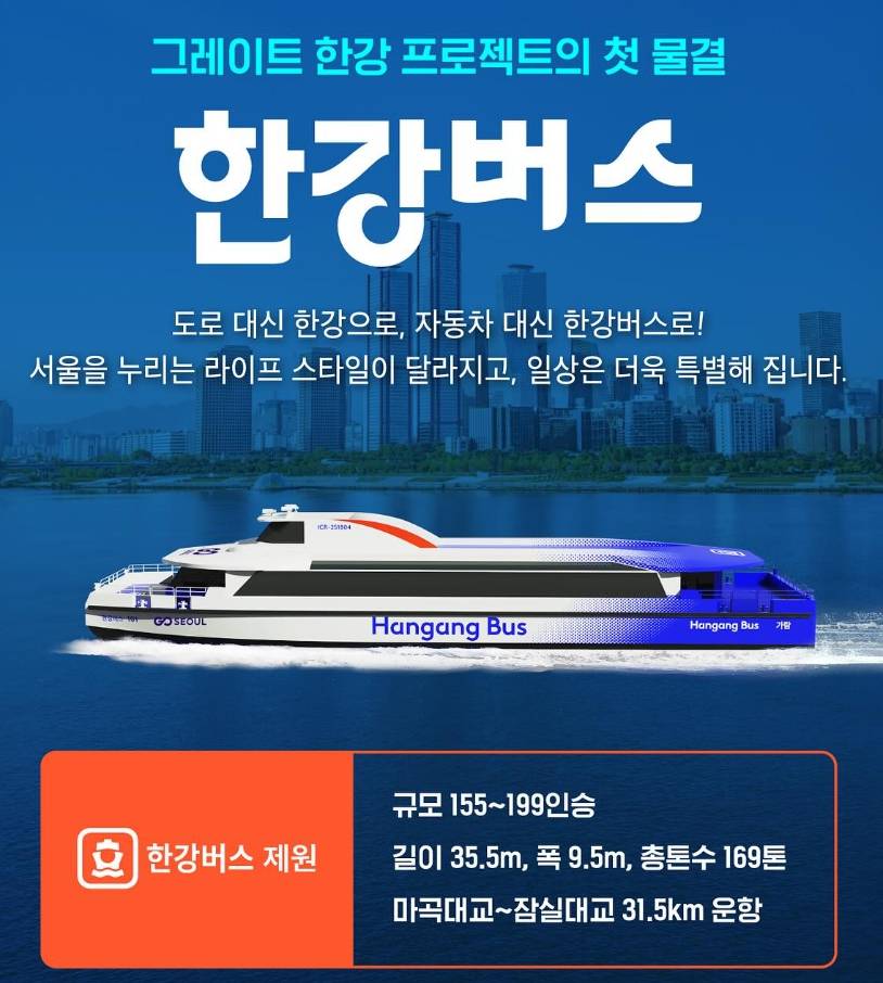 한강버스 개요와 운항 구간 소개 이미지