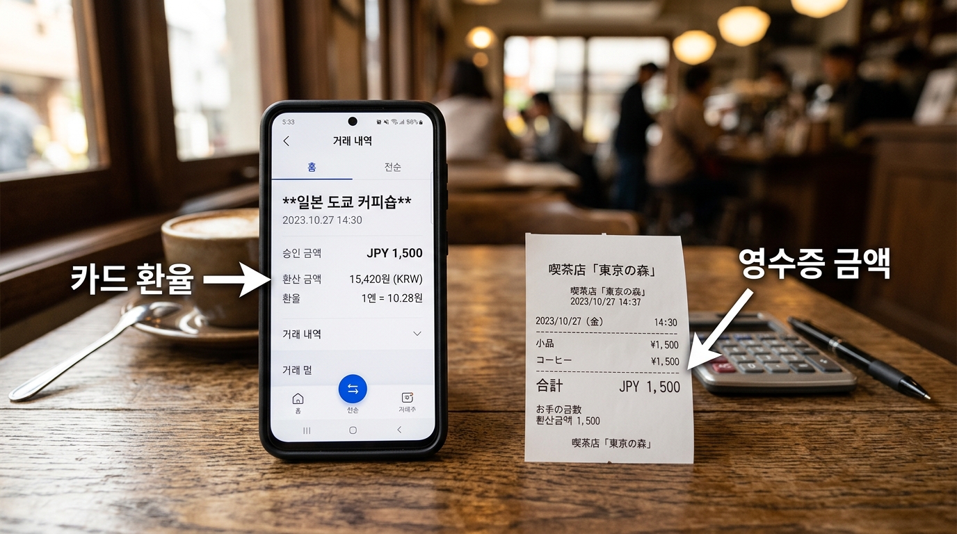 환율 비교 영수증 + 앱 화면
