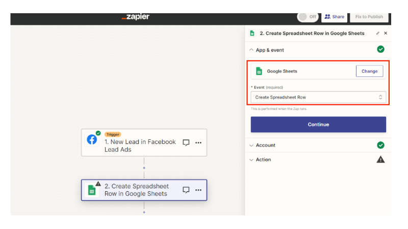자피어 동작변경 구글시트 연동