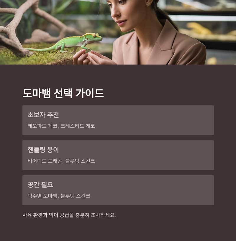 도마뱀 선택 시 고려할 사항