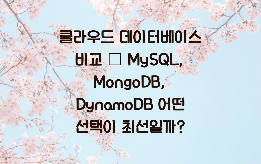 클라우드 데이터베이스 비교 – MySQL, MongoDB, DynamoDB 무엇이 좋을까?