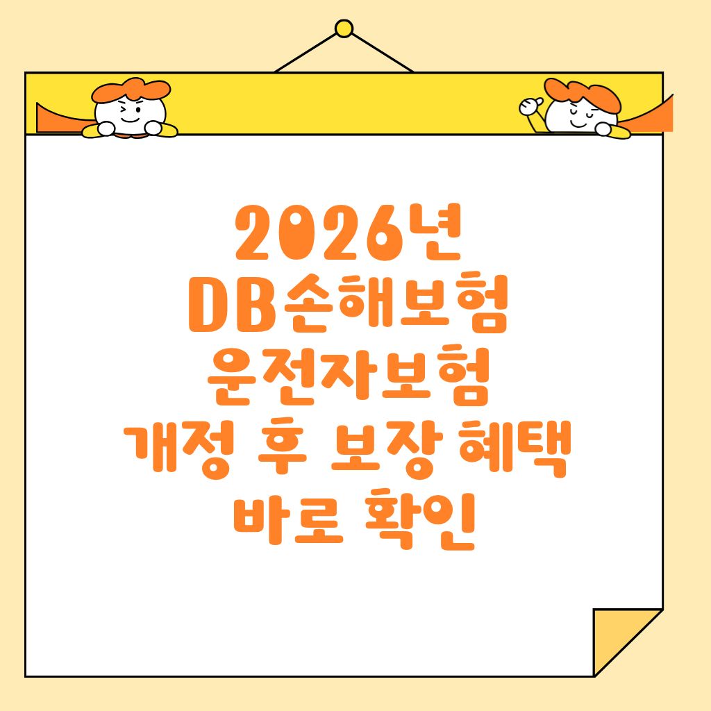 2026년 DB손해보험 운전자보험 개정 후 보장 혜택 바로 확인