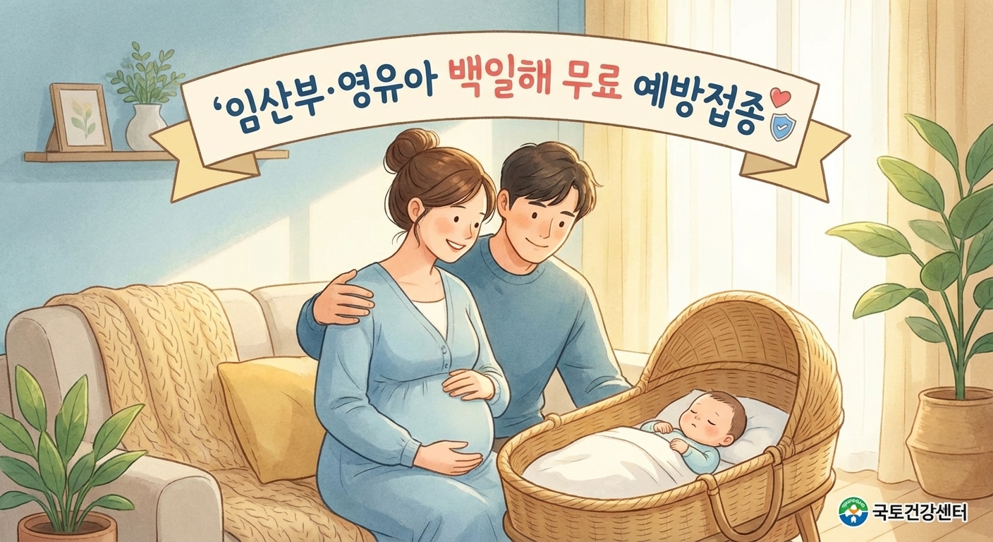 음성군 임산부 및 영유아 백일해 무료 예방접종 정책으로 보호받는 엄마와 아기의 모습