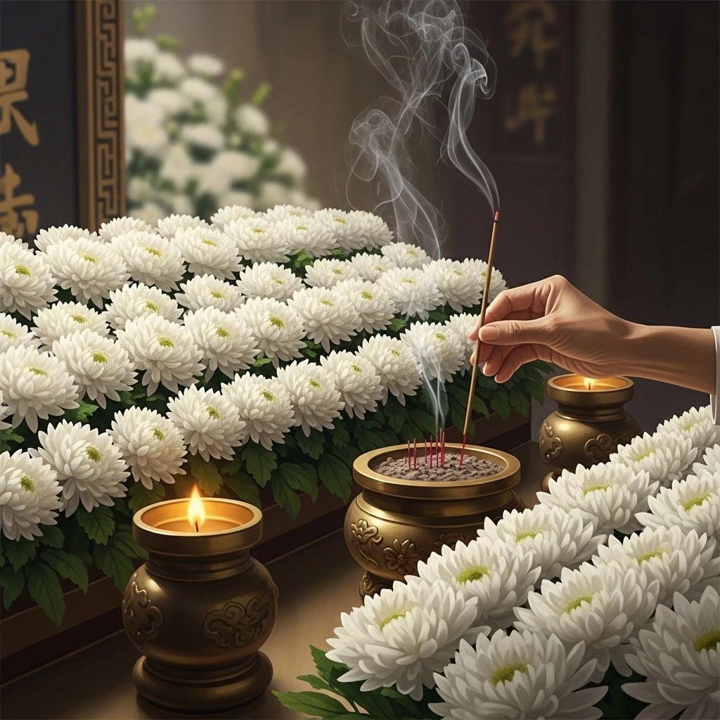 분향하는 손과 향