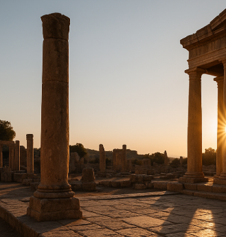 고대 건축과 일조각을 이용한 모습