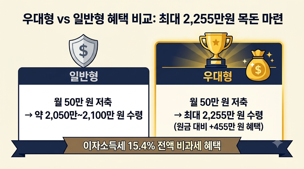 우대형과 일반형 혜택 비교