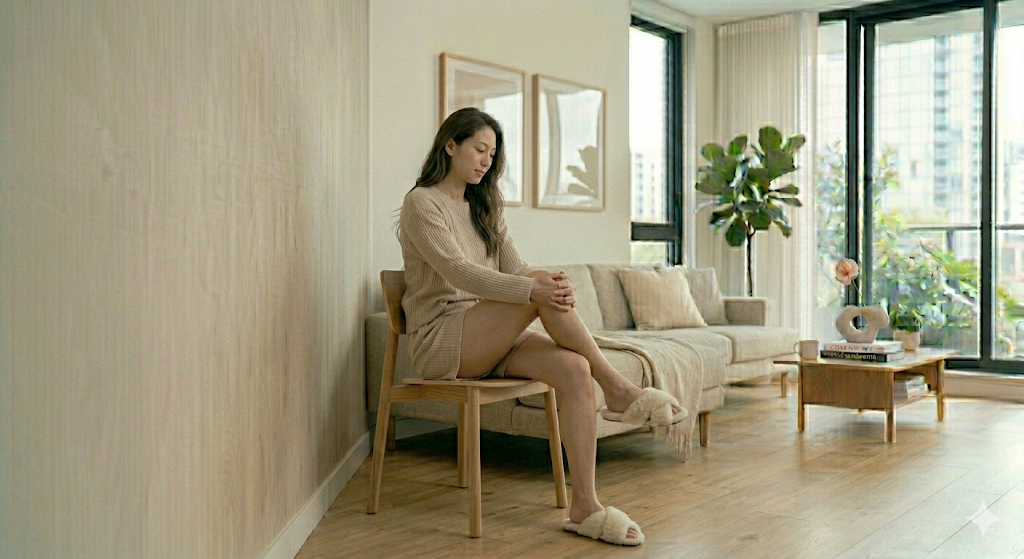 의자에 앉아 무릎 회전 스트레칭