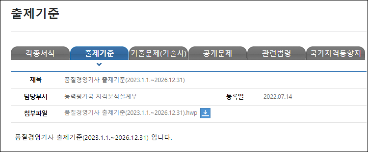 품질경영기사-출제기준