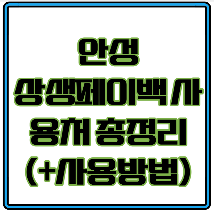 안성상생페이백 사용처 총정리 (+사용방법)