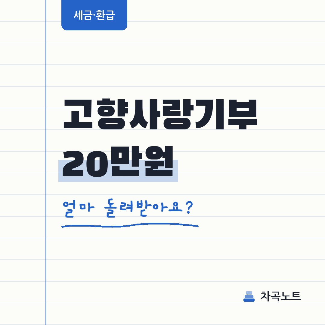 고향사랑기부, 20만원 하면 얼마 돌려받나요?