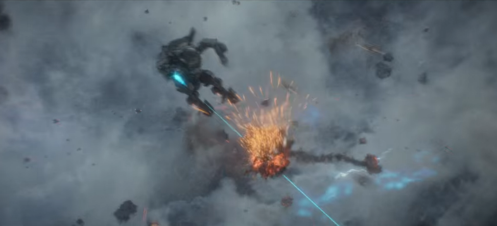 아크 슈트를 입고 적들과 교전하는 아틀라스