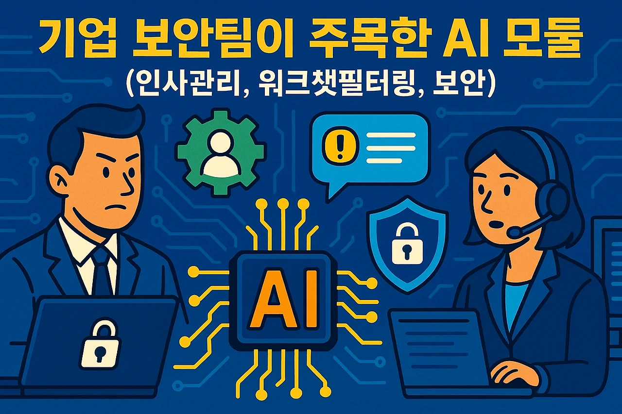 기업 보안팀이 주목한 AI 모듈 (인사관리, 워크챗필터링, 보안) 관련 이미지