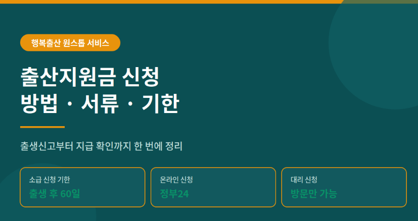 출산지원금 신청 방법 신청기간