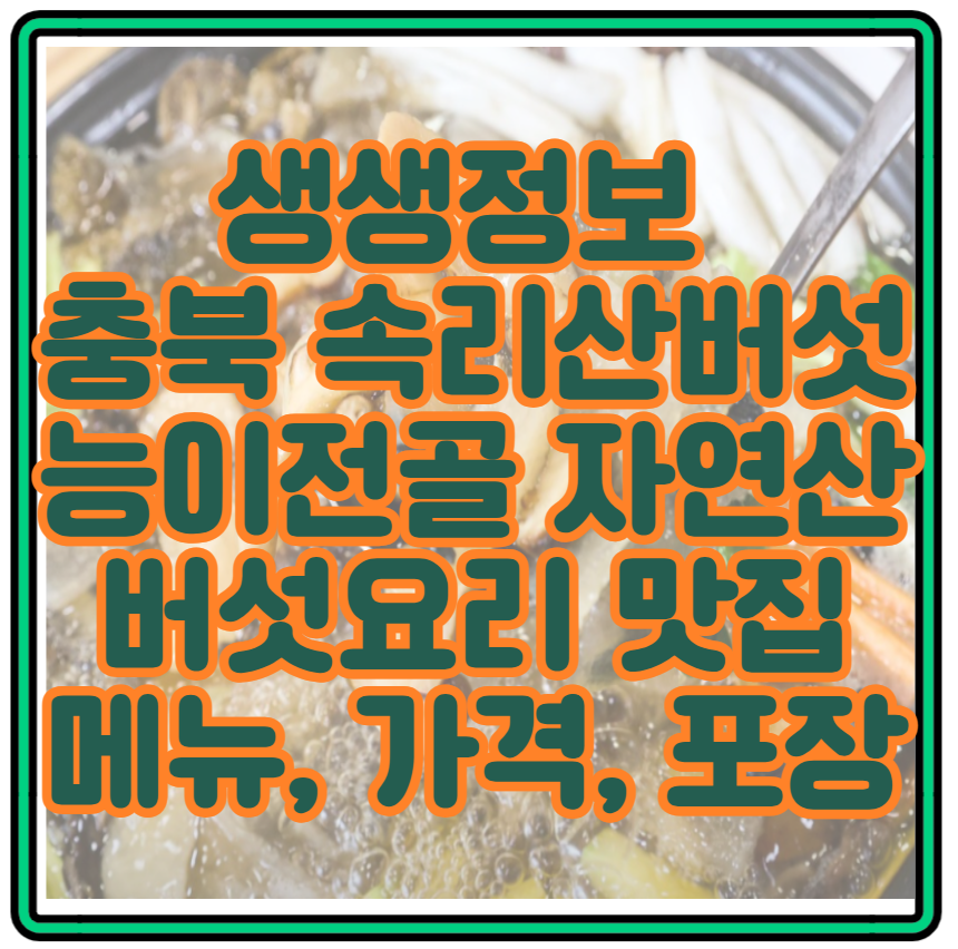 생생정보 충북 속리산버섯 능이전골 자연산버섯요리 맛집 메뉴, 가격, 포장