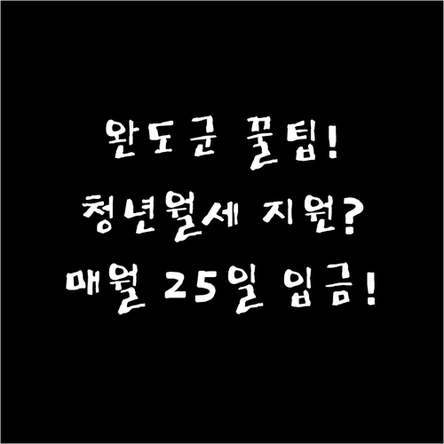 완도군 청년월세지원, 매월 25일 입..
