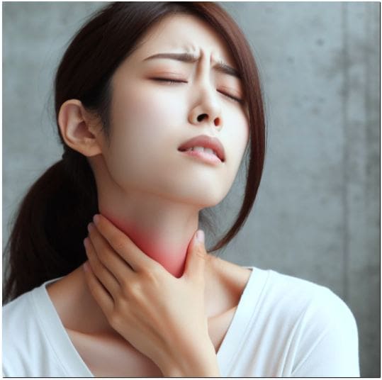 인후염 원인 및 증상, 인후염에 걸린 젊은 여성 사진