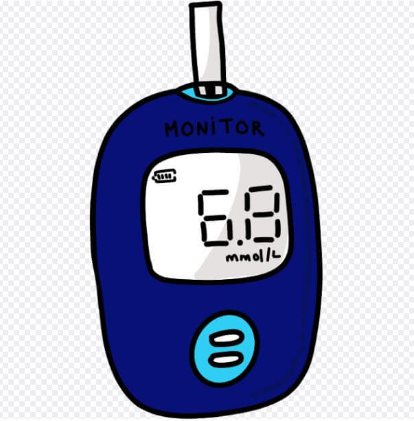 혈당측정기로 측정중