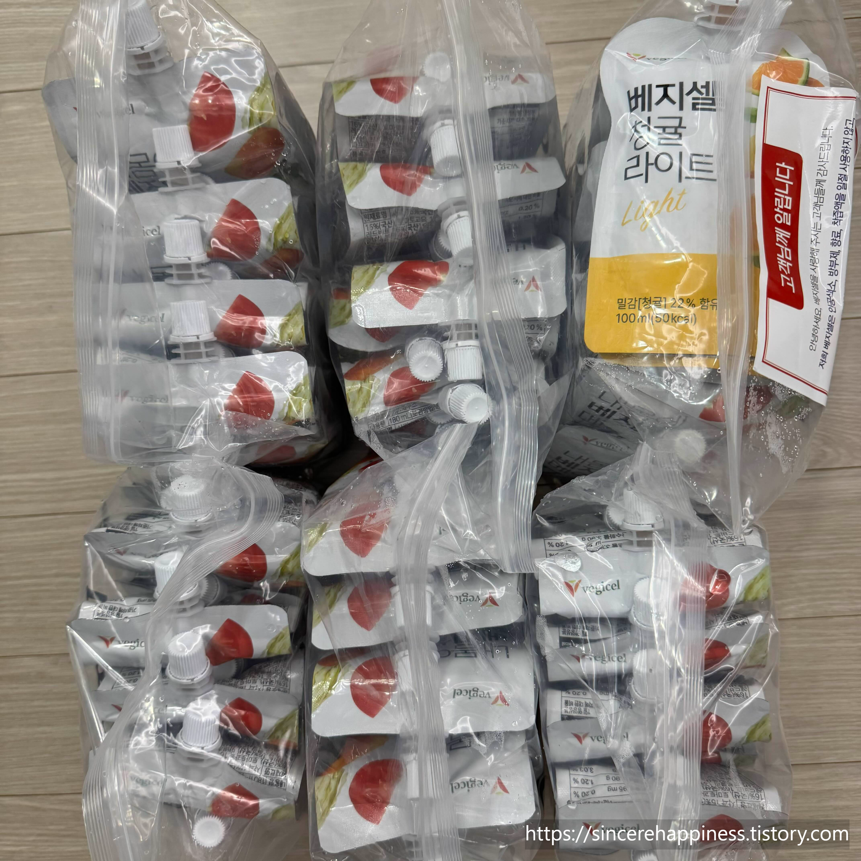 베지셀 메이킹 7.4 정기구독 3회차로 배송된 60팩 대용량 주스 떼샷 사진