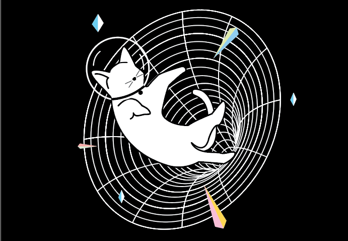 우주복 헬멧을 한 고양이 제작물