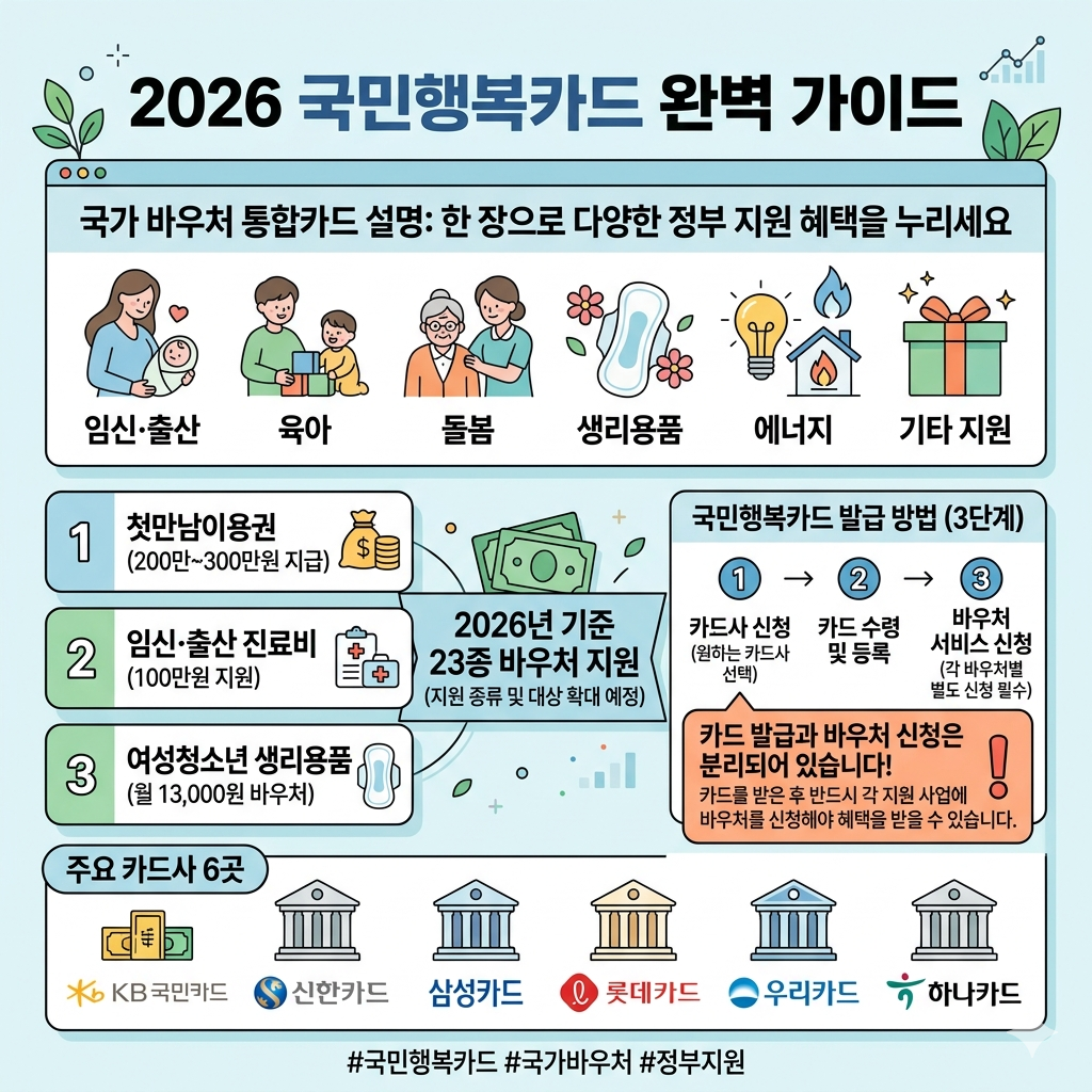 국민행복카드｜발급방법&middot;지원대상&middot;사용처&middot;바우처 혜택 인포그래픽
