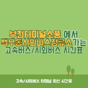 부천터미널소풍에서 백무동시외버스정류소 가는 시외버스 시간표 최신정보