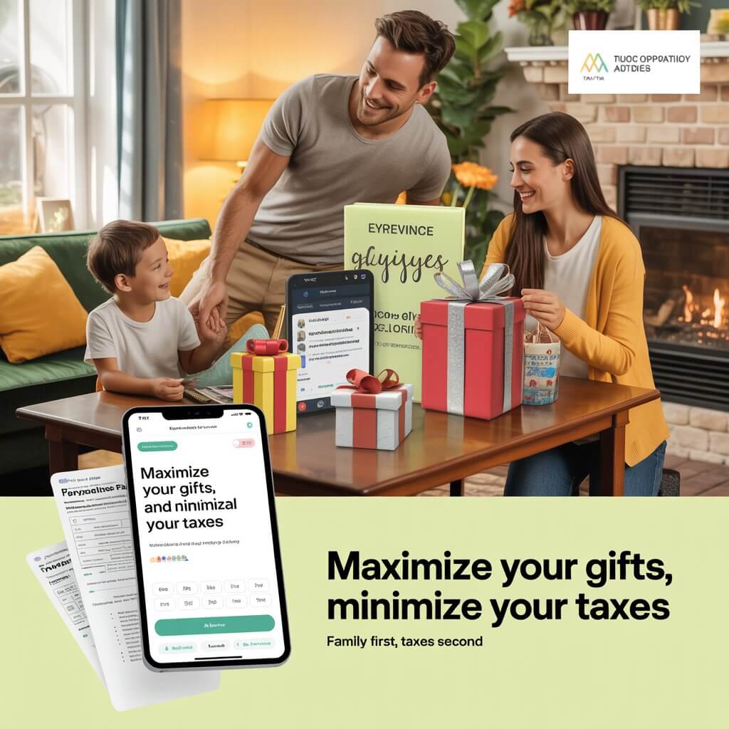 증여세 관리 전략으로 선물을 선택하는 가족의 모습