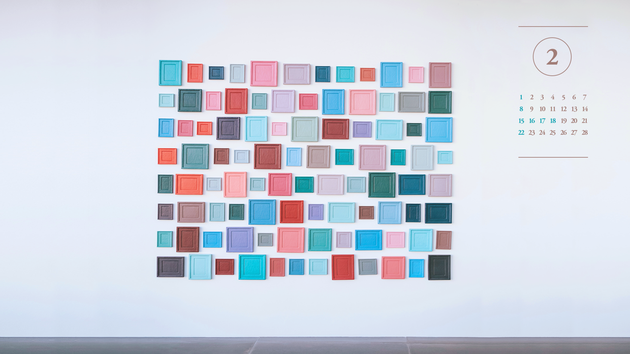 02 파스텔 액자 A - 2026년2월 달력배경화면