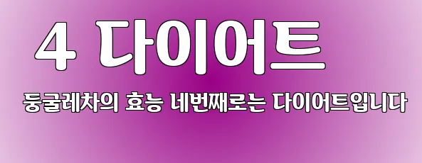  4 다이어트 둥굴레차의 효능 네번째로는 다이어트입니다