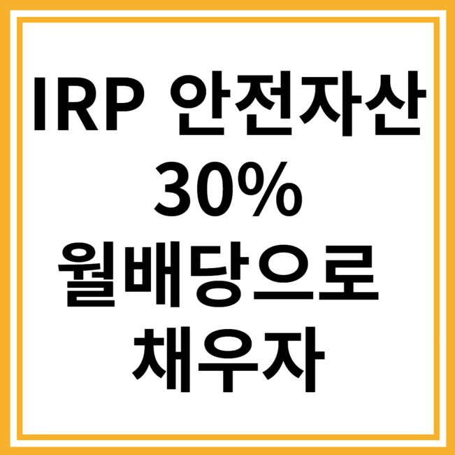 IRP 안전자산 : 안전자산 30% 월배당으로 채우자(feat. Kodex)