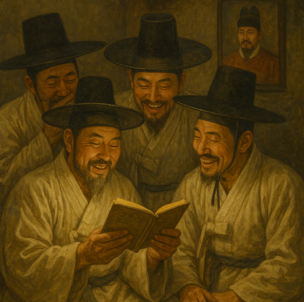 풍자 시집을 읽고 웃는 조선시대 선비들