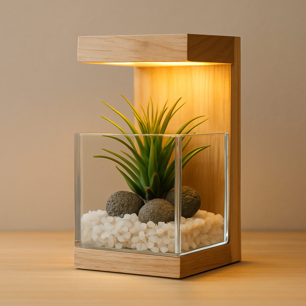 원목 플랜테리어 식물 LED 무선 무드등 집들이선물 네추럴베이지 이오난사기본