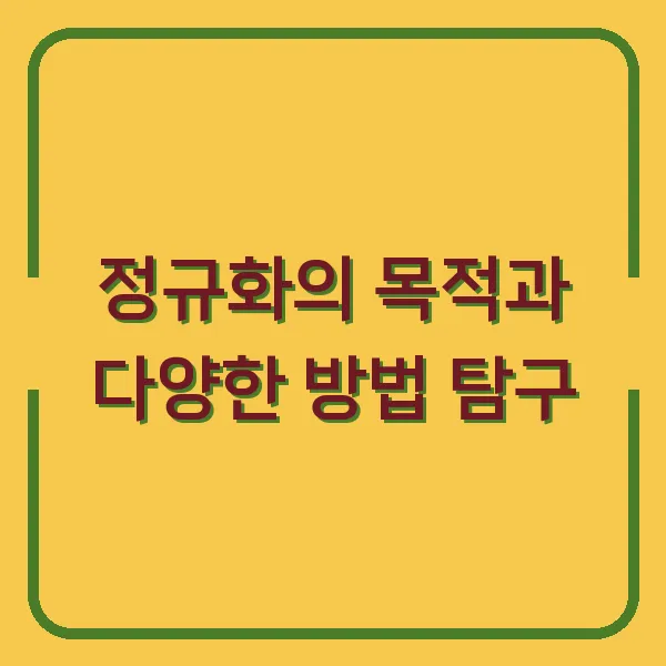 정규화의 목적과 다양한 방법 탐구