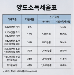 양도소득세율 국세청 세율표 바로가기