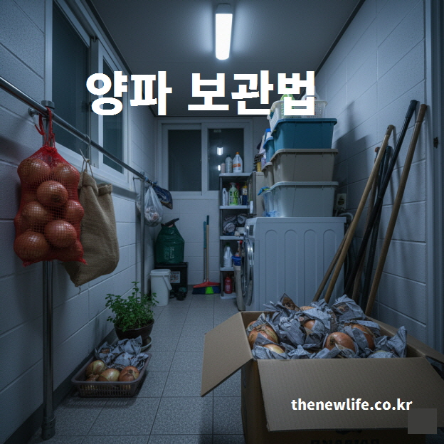 양파 보관법 &ndash; 겨울철 베란다 통풍 공간에서 양파 망 보관