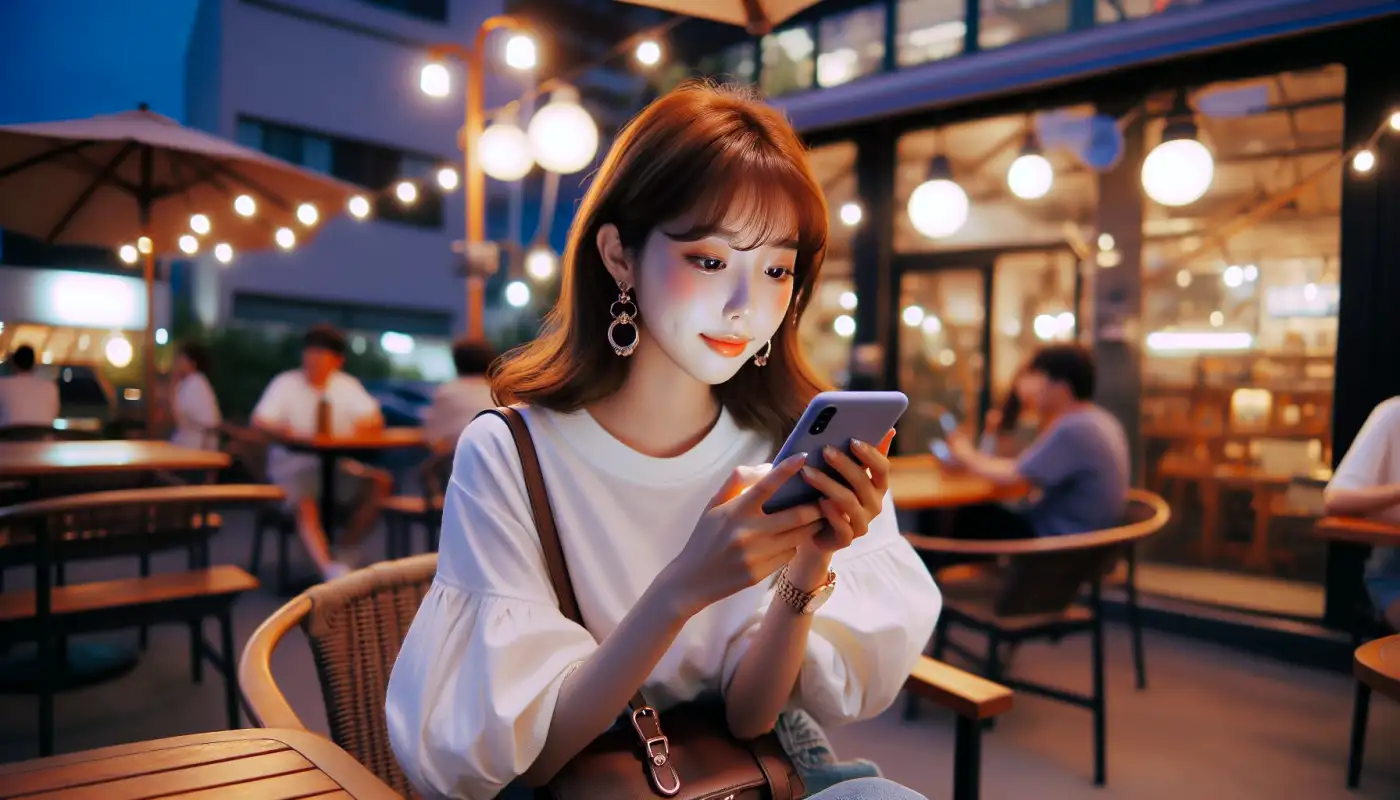 사진-보정-어플-추천하며-사용하는-여성의-모습