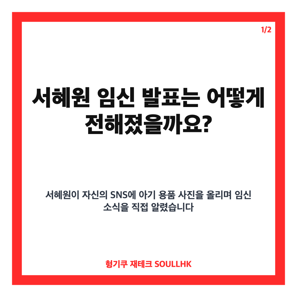 서혜원 임신 발표, 결혼 소식 4개월 만에 SNS로 전한 기쁜 근황 카드뉴스 1
