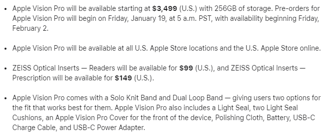 가격 안내( 출처-Apple Newsroom)