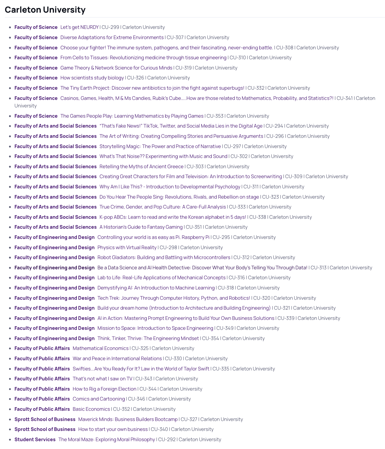 칼튼대학교 미니코스