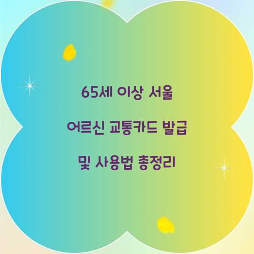 65세 이상 서울 어르신 교통카드