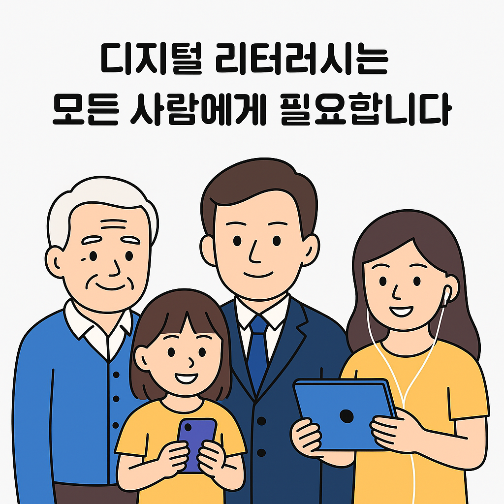 디지털 리터러시 5가지 핵심 능력을 설명한 인포그래픽