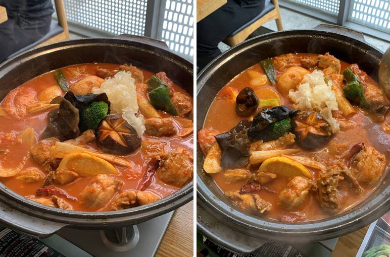 부안애서 닭볶음탕 끓고있는 모습