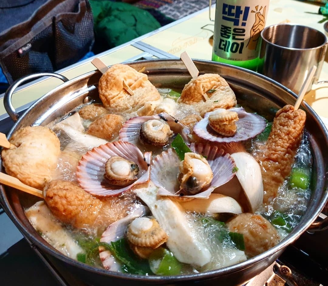 캠핑요리-가리비-오뎅탕