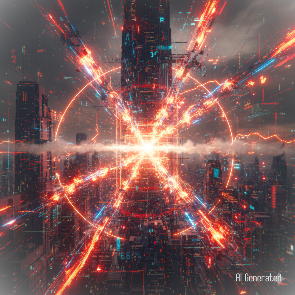 더 빠르게, 더 많이, 더 정확하게.
그 욕망은 도시를 밝히지만
동시에 열과 병목을 만든다.
이 장면은 &lsquo;가속의 끝&rsquo;을 그린 풍경이다.