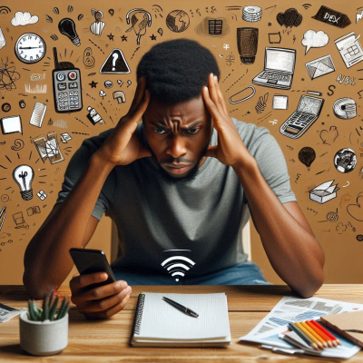 와이파이 연결이 안 되어 고민하는 남성