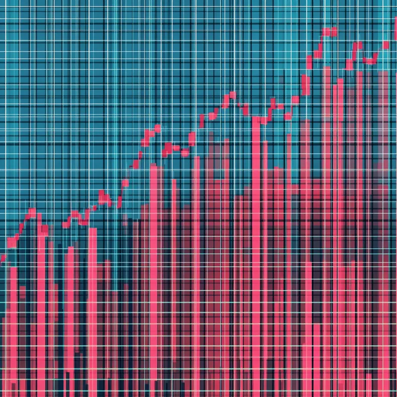 장기 투자의 성장 가능성을 강조하는 금융 그래프. 금융 환경 속에서 선명한 색 대비로 미래에 대한 긍정적인 기대감을 보여준다.
