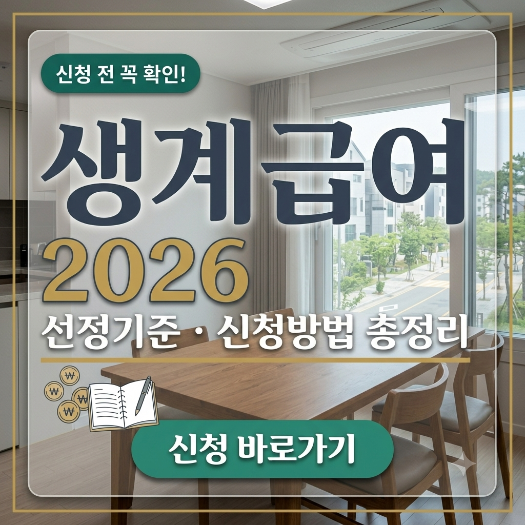 생계급여 신청방법 자격조건 금액 신청서류 1인가구 받는 돈?