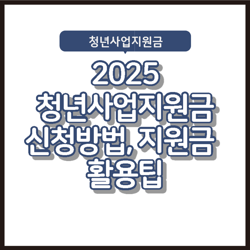 2025 청년사업지원금 신청방법, 지원금 활용팁