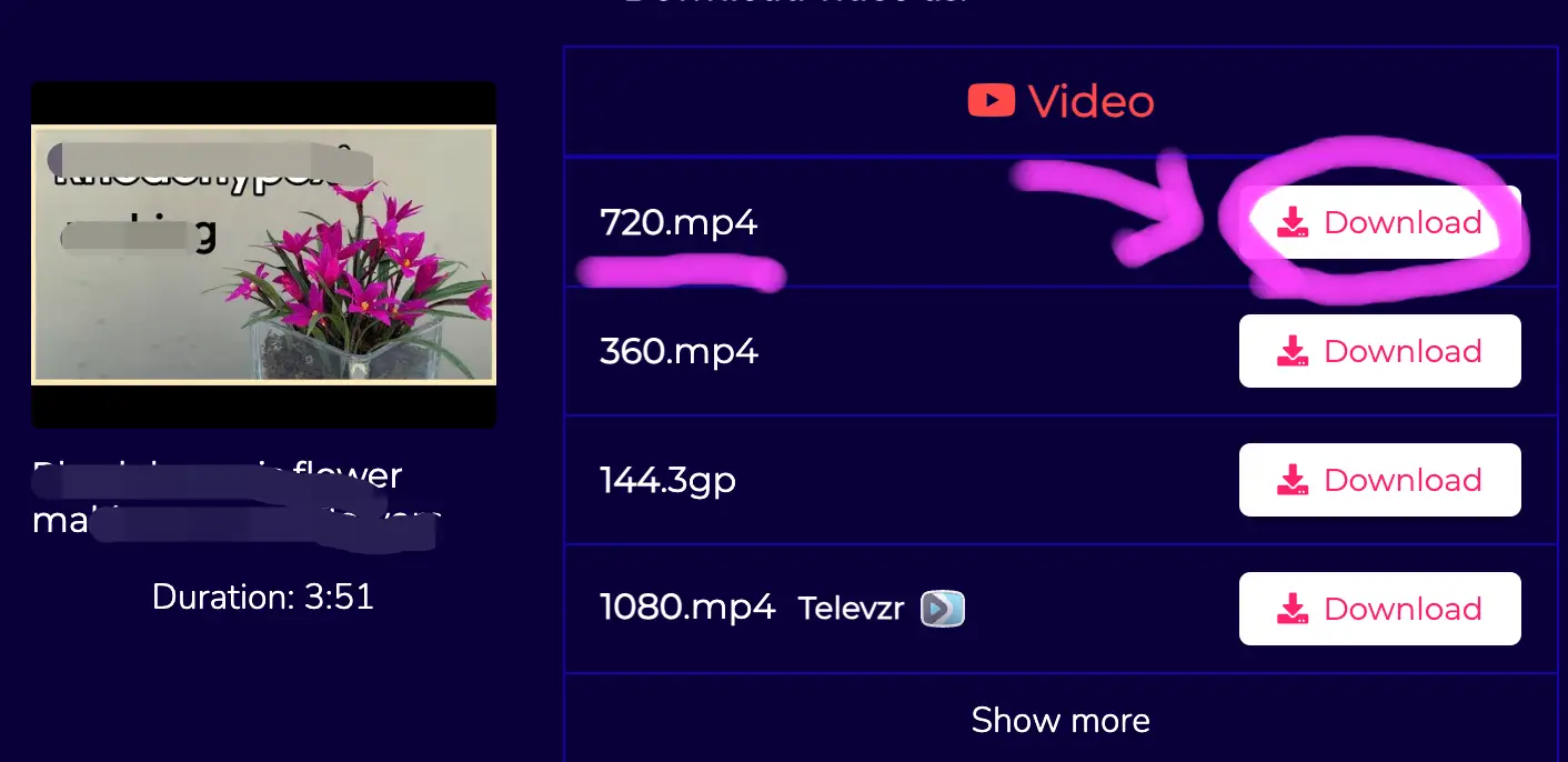 원하는 해상도 항목 오른쪽에 다운로드를 클릭해 줍니다.