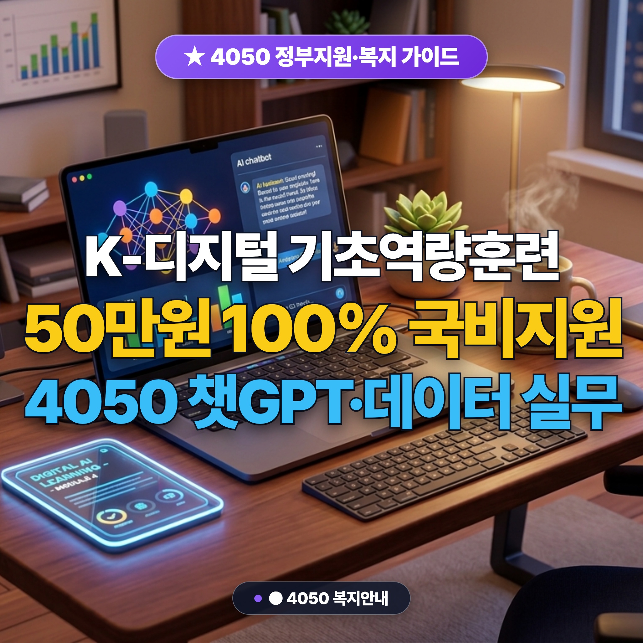 국민내일배움카드 K-디지털 기초역량훈련: 4050도 배우는 챗GPT 업무 활용 및 온라인 데이터 관리 대표 썸네일