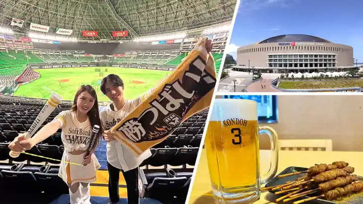 후쿠오카 페이페이 돔 직관 중 맛있는 도시락과 맥주를 즐기는 모습